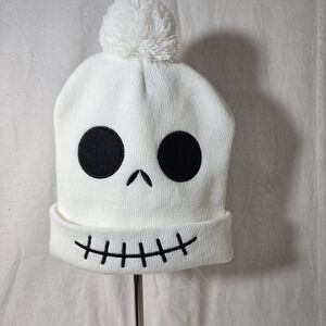 Kids Skeleton Beanie Costume Hat - White and Black